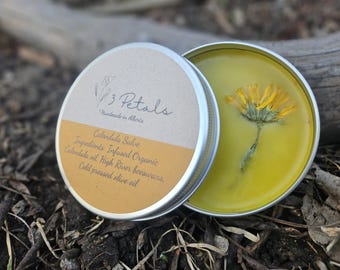 Calendula Handcrafted Soothing Salve - Unscented Natural Skincare for Hands, Everyday Hydration, Organic Herbal Balm for Dry Skin