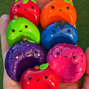 Handmade Clay Fruit Worry Stone: Pocket Fidget