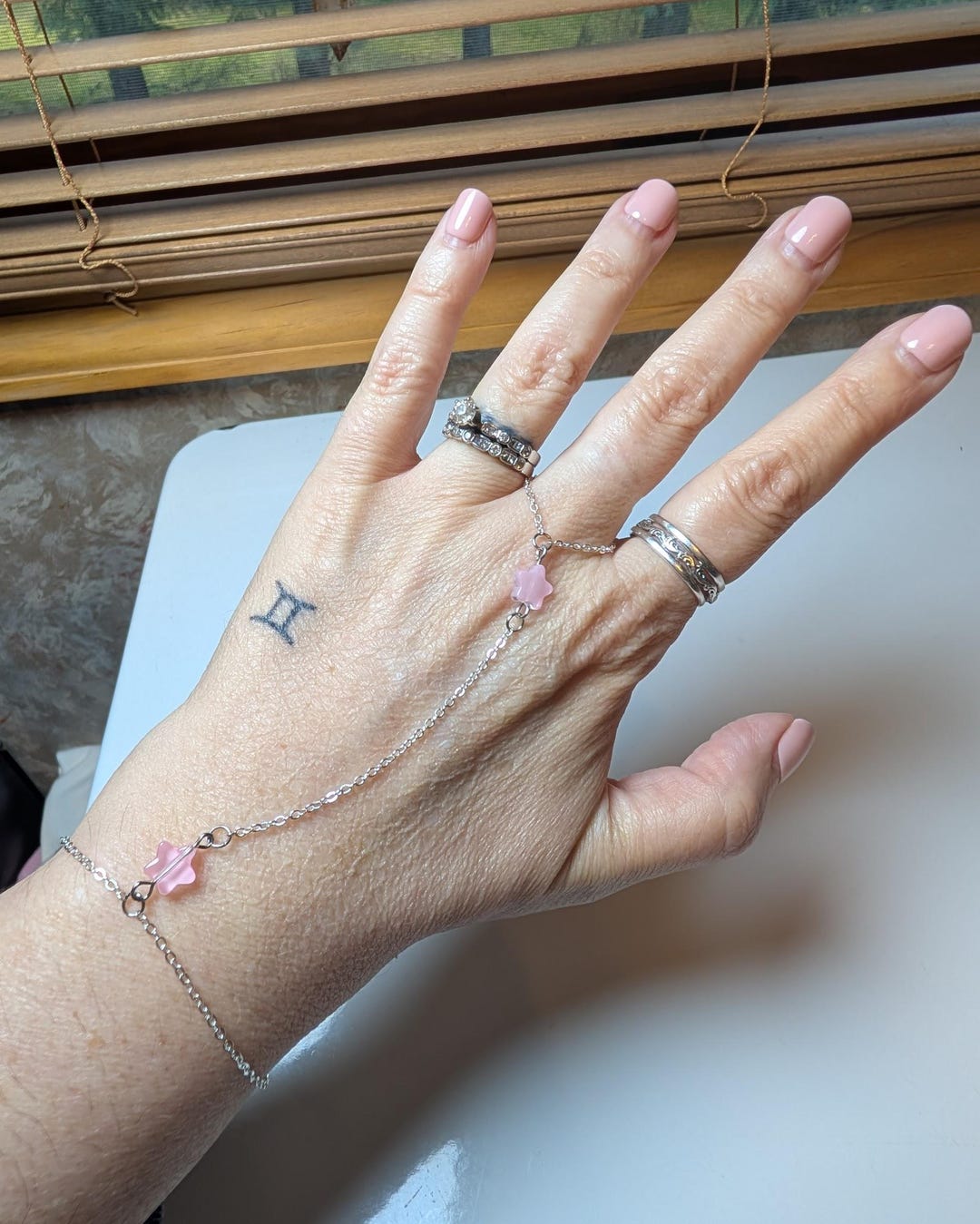 Star Hand Chain Silver, Pink Star - Hand Chain - Handmade - Etsy