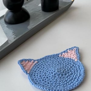 Crochet cat design , Crochet Coasters pattern, crochet pattern, handmade gift, handmade crochet coasters,  cute crochet coasters