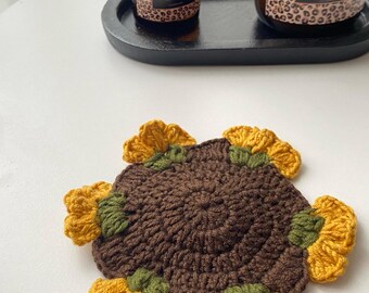 Sunflower Crochet Coasters Pattern: Easy US Terms (PDF Pattern)