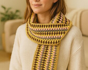 Color Block Crochet Scarf Pattern, Easy Bulky Yarn (Digital Download)