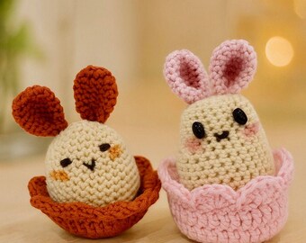 Bunny Egg in a Basket  Amigurumi  Crochet Pattern pdf