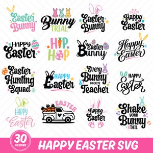 SVG-bundel Pasen | Vrolijk Pasen-svg | Paashaas SVG | Jachtploeg Pasen | Paasbestanden voor kinderen | Cricut & silhouet | Paasshirts