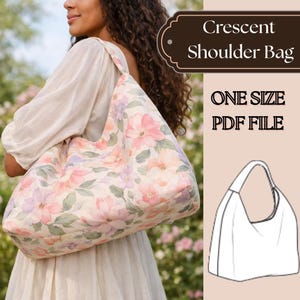Soft Crescent Shoulder Bag, Minimal Slouch Hobo Tote, Handmade Everyday Purse with Magnetic Closure, Fully Lined (Instant Download)