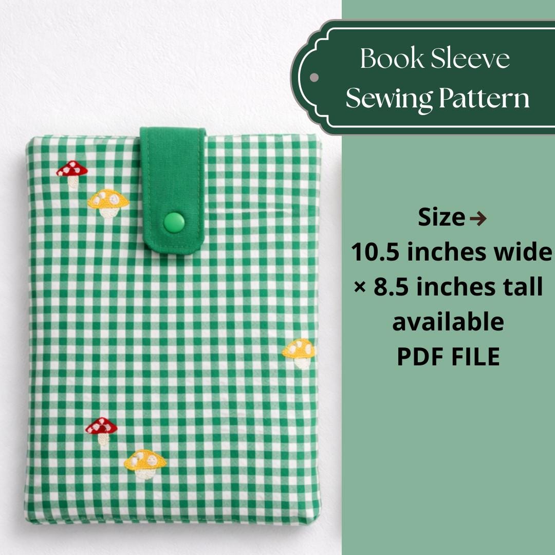 Padded Book Sleeve Sewing Pattern, Beginner DIY Project (PDF Pattern)