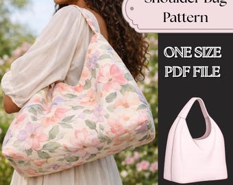 Patrón de costura para bolso de hombro tipo hobo holgado, bolso minimalista para el día a día (descarga en PDF)