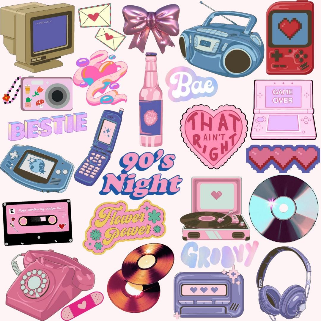 Y2K Bundle Clipart PNG Sublimation Designs 2000s Millennium Flip Phone ...