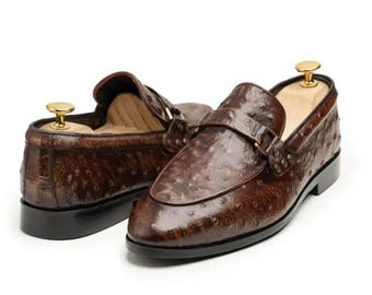 贅沢 高級品 ダチョウの皮 本革 スニーカー 運動/スポーツ メンズシューズ 靴 紳士 高品質 ブラウン 一般靴 No.1267 オーストリッチ革 スワローモカ 本革 ビジネスシューズ