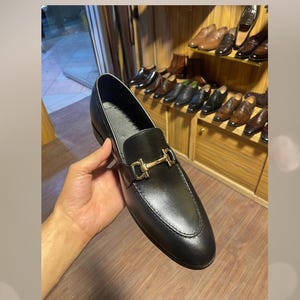 Black Leather Men Dress Loafers | Leather Shoes | Horse Bit Loafers | Men Loafer Shoes | Men Casual Shoes | Wedding Dress Shoes