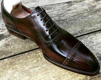 Zapatos Oxford marrones texturizados, regalo de boda para el marido, zapatos de vestir.
