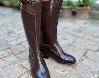Handmade Brown Leather Riding Boots – Goodyear Welted Men's Polo Boots