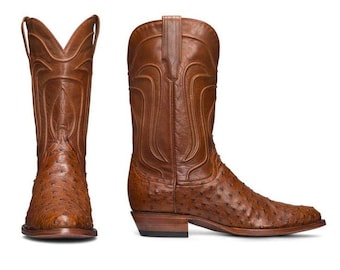 Botas de cowboy artesanais com costura Goodyear | Couro de flor integral