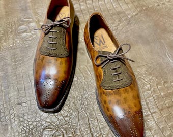 Zapatos Oxford clásicos hechos a mano para hombre / Zapatos de cuero de plena flor