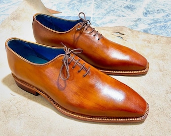 Zapatos Oxford de cuero texturizado de madera hechos a mano, regalo de boda o Navidad para hombres.