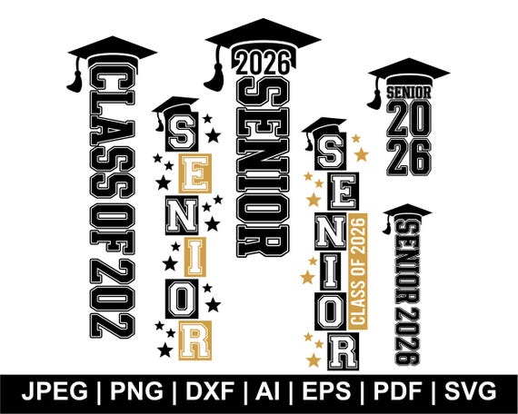 Senior 2026 SVG Bundle: Graduation Cut Files, Sublimation Design (Digital Download)
