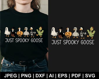 Spooky Goose Halloween SVG Bundle: Skeleton Goose, Trendy Cut Files (Digital Download)