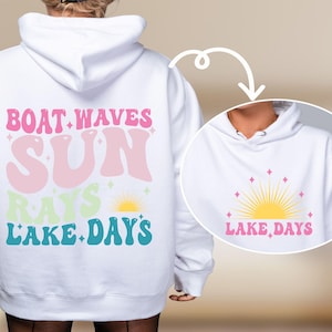 Lake Day SVG PNG | Boat Waves Sun Rays Cut File for Cricut | Summer Lake Life Sublimation | Outdoor Water Clipart Design | Gift for her