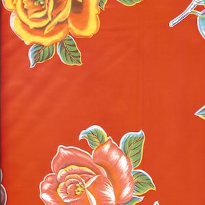 Limones on Red Oilcloth Yardage