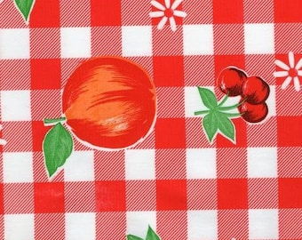 Oilcloth Riverside Picnic Check Red Full Bolt of 12 Yards