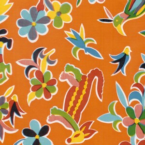 Aztec on Orange Oilcloth Yardage