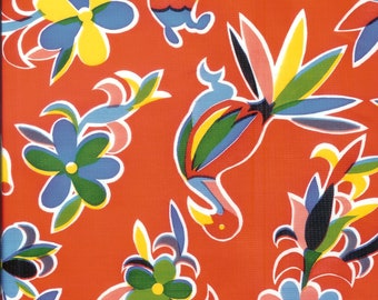 Aztec on Red Oilcloth Yardage