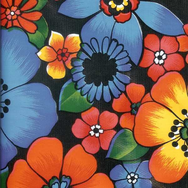 London on Black Oilcloth, Yardage