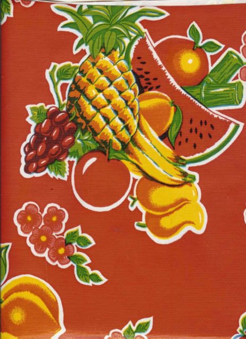 Cane Red OilCloth Yardage