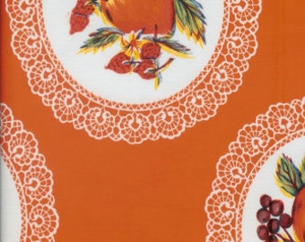 Doily with Fruit on Orange Oilcloth, Yardage