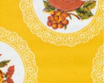 Doily with Fruit on Yellow Oilcloth, Yardage