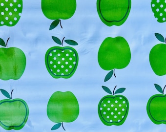 Oilcloth Tremso Lime Green Apples with Dots Yardage