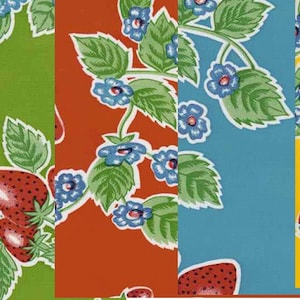 Forever Summer Strawberries Oilcloth Fabric Yardage