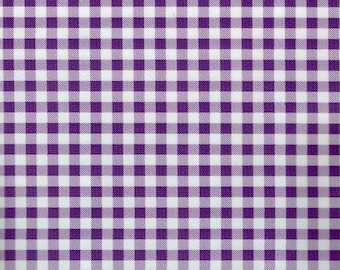 Oilcloth Fabric Gingham Checked Purple Yardage