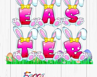 Letras de conejito de Pascua rosa: Diseño de camiseta