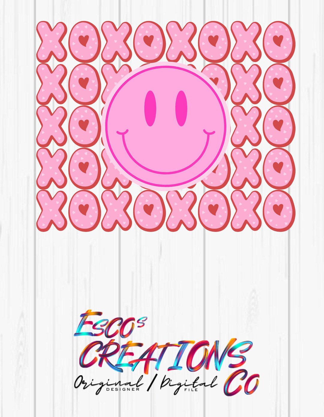 Valentines Day Smiley Face XOXO Digital Print (PNG) - Etsy