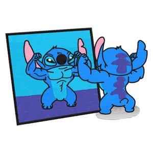 Stitch Muscle Gym Muscle patroon, borduurmachine ontwerp,,verschillende formaten *GEEN FYSIEK ARTIKEL*