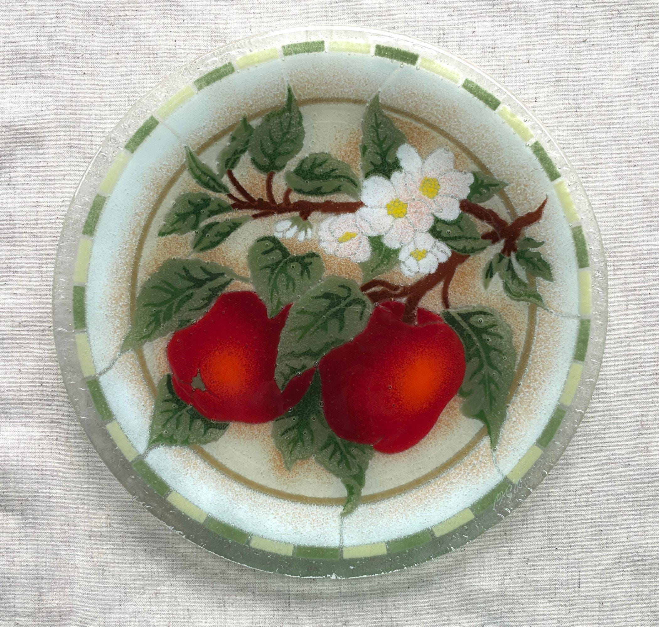 【Peggy Karr】USA  作家  ガラスプレート  大作  サインあり SIGNED Peggy Karr Fused Art Glass Plate Pansy 11 