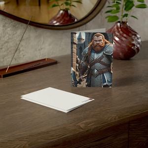 Greeting Cards with Envelope : Medieval Fantasy - Dwarf Warrior with War Hammer (1, 10, 30, and 50pcs)