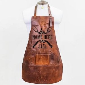 Personalized Engraved Leather Apron: Waterproof Cowhide, Chef BBQ Customised Gift