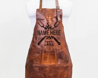Personalized Engraved Leather Apron: Waterproof Cowhide, Chef BBQ Customised Gift