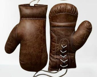 Vintage Style Unique & Elegant Heavy Leather Boxing Gloves, Punching Gloves, Workout Gloves, Fighter Gloves, Cowhide Gloves, Gift for Boxers