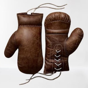 Vintage Style Unique & Elegant Heavy Leather Boxing Gloves, Punching Gloves, Workout Gloves, Fighter Gloves, Cowhide Gloves, Gift for Boxers