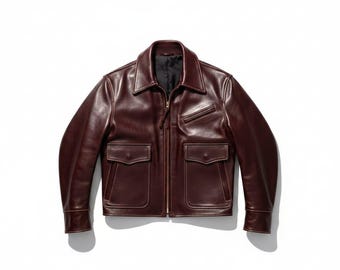 Chaqueta de cuero marrón para hombre estilo vintage / Chaqueta bomber de cuero auténtico / Abrigo clásico con cremallera / Chaqueta de motorista retro hecha a mano / Chaqueta bomber de piloto
