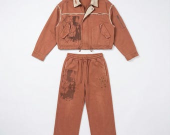 Handmade Distressed Two-Piece Set | Vintage Streetwear Outfit