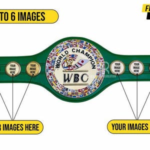 Custom WBC Style Boxing Belt | World Championship Belt | Green Leather Adult Size Title Belt for Display, Award | Heavyweight Champion Gift