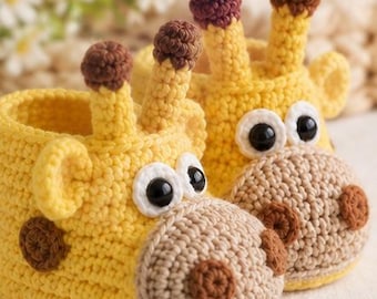 Giraffe Baby Booties Crochet Pattern, Animal Baby Shoes, Cute Giraffe Slippers, Baby Booties Crochet PDF, Instant Download