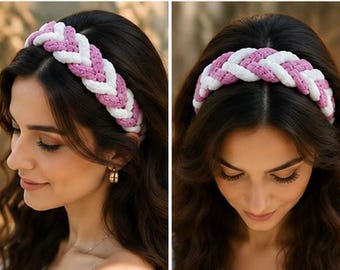 Easy Crochet Braided Headband Pattern PDF, Crochet Bandana Pattern, Beginner Crochet Headband, Boho Hair Band, Instant Download