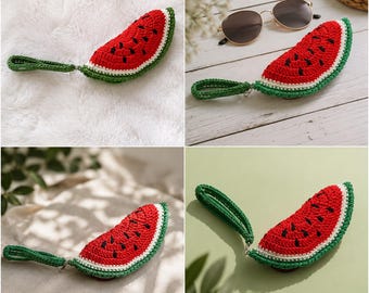 Watermelon Crochet Glasses Case Pattern, Sunglasses Pouch Crochet PDF, Fruit Eyeglass Holder, Crochet Wristlet Pattern, Digital Download