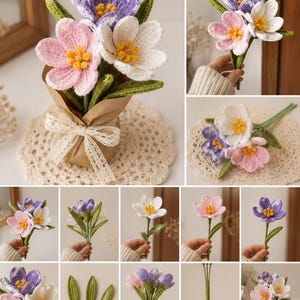 Crochet Crocus Pattern PDF, Realistic Spring Flower Tutorial, Crochet Bouquet Pattern, Botanical Flower, DIY Everlasting Flowers