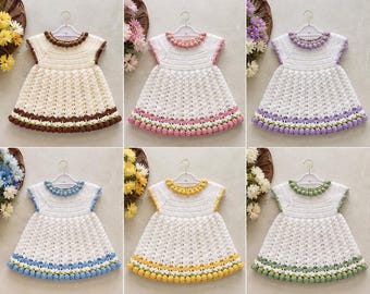 Crochet Baby Dress Pattern, Floral Baby Dress, Flower Crochet Dress Pattern, Lace Baby Girl Dress, PDF Instant Download